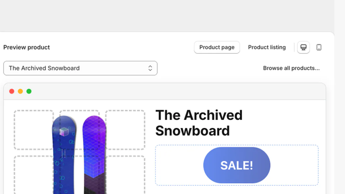 LumenCanvas desktop and mobile selectors above a synthetic product preview